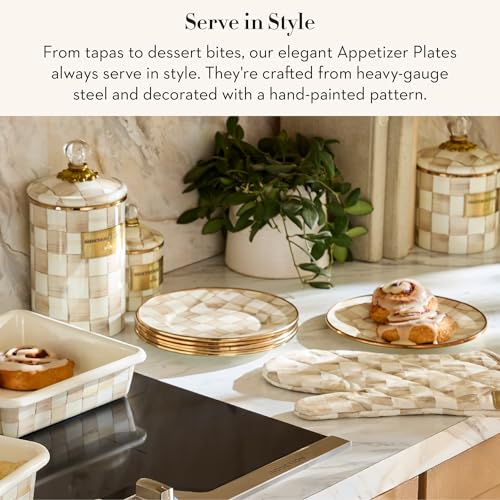 Appetizer Plate Set (Mocha Check / 4 Plates)