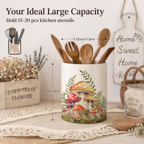 Yellow Mushroom Ceramic Utensil Crock (Mushroom 02)