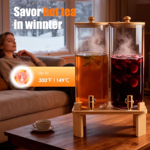 2 Gallon 2 Pack large Glass Drink dispenser for parties (2 pack 2 gallon)