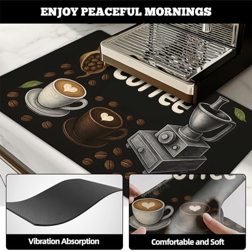 Dish Drying Mat Large Coffee Mat Absorbent Drying Mat for Kitchen Counter Coffee Bar Accessories 32"x 17" (Coffee Grinder)