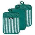 Silicone Pot Holders Set of 3 Heat Resistant & Non Slip Potholders (Emerald Green)