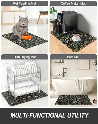 Dish Drying Mat for Kitchen Counter (Meadow Flowers / 15" x 24")