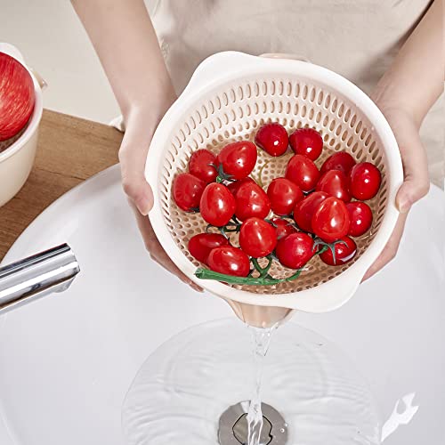 2 in 1 Kitchen Colander Set with Bowl Strainer (Cream)