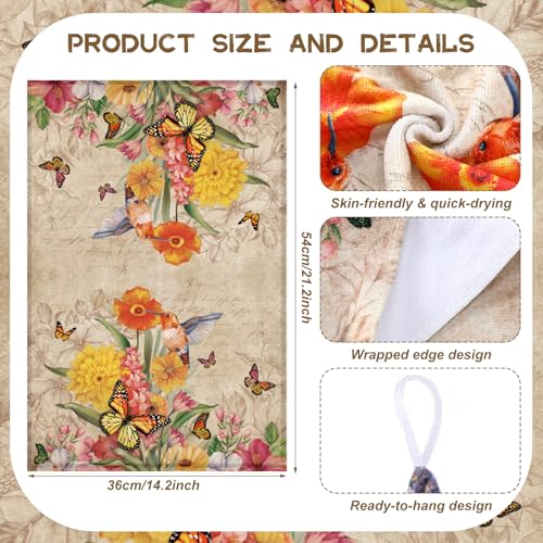12 Pcs Summer Hummingbird Kitchen Accessories Set (Retro Flowers)