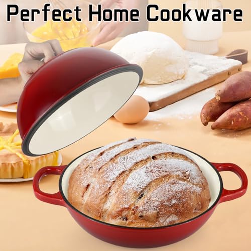 Enameled Cast Iron Bread Oven Dutch Oven Pot with Lid Bread Dutch Oven Red (Red / 6QT)