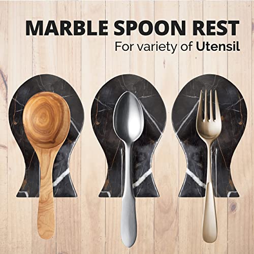 Luxury Handmade Multi Black Marble Spoon Rest for Kitchen Counter (Multi Black)