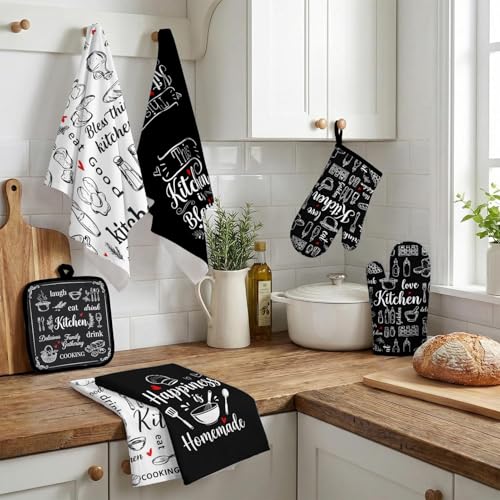 Black and White Kitchen Decor Set (Black White)