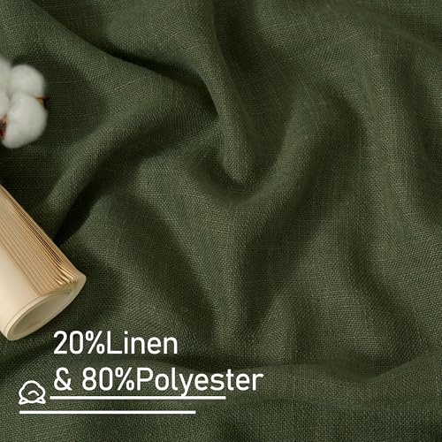 Olive Green Light Filtering Linen Curtains 54 inch Length 2 Panels (52"W x 54"L (Pack of 2) / Olive Green)