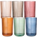 Colored Ribbed Highball Glasses Set of 6 (6pcs-Multicolor-13.2oz)