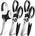 3 Pack Kitchen Scissors & Seafood Scissors Set (Black & White)
