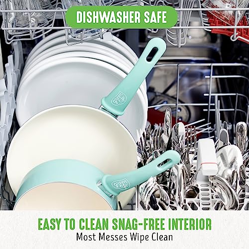 Soft Grip Healthy Ceramic Nonstick (15 Piece Cookware Set / Turquoise)