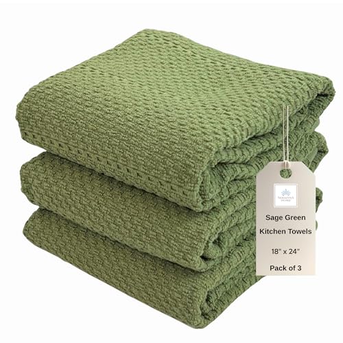 Dark Sage Green Kitchen Hand Dish Towels (Dark Sage)