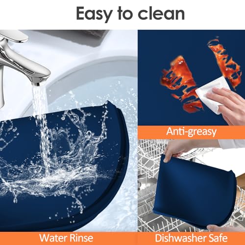 Silicone Coffee Maker Mat with Lip for Countertops (Navy Blue / 24'' x 16'')