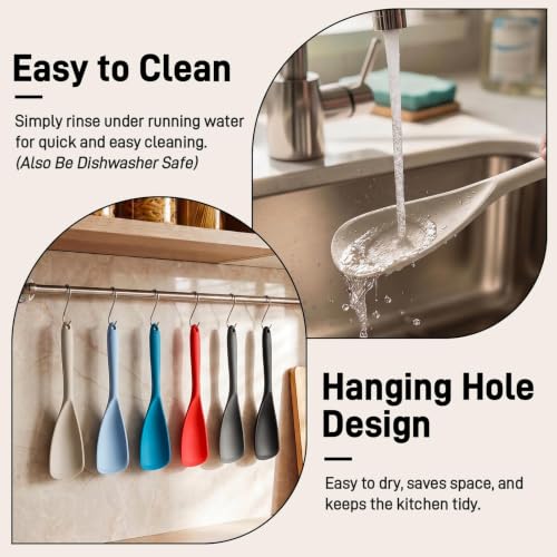 3 PACK Silicone Cooking Spatula & Spoon for Nonstick Cookware (3 Pack Khaki)
