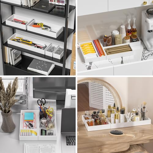 Bamboo Kitchen Drawer Organizer (6 x 3 x 2 Inch / White)