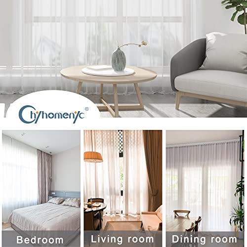 White Sheer Curtains 84 Inches Long 2 Panels (White / 59"W x 84"L (Pack of 2))