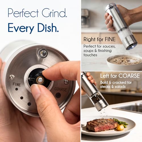Electric Salt and Pepper Grinder Set (Stainless Steel)