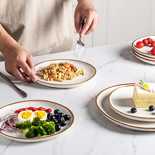 Ceramic Dinner Plates Set of 6 (Pearl White / 10.5 Inch)