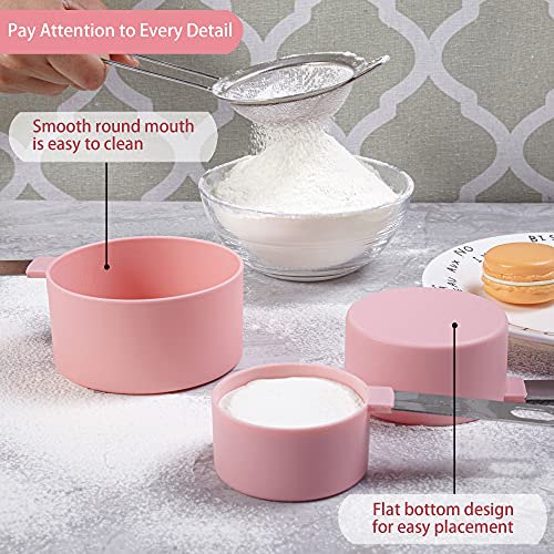 Measuring Cups and Spoons Set of Huygens Kitchen Gadgets 10 Pieces (Pink)