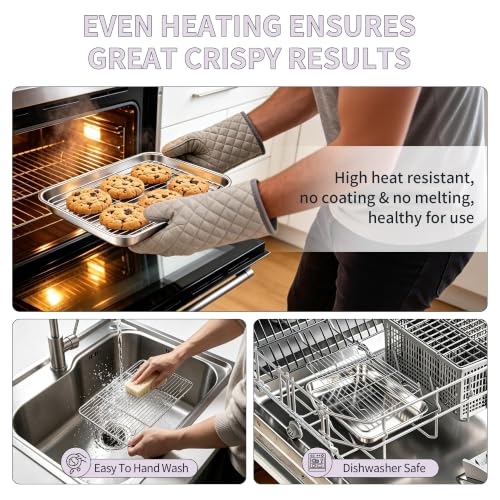 Stainless Steel Toaster Oven Pan with Rack Set (10.5'' x 8'' x 1'')