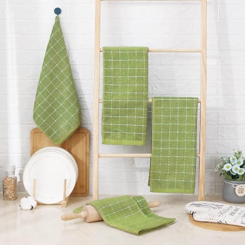 100% Cotton Terry Kitchen Towels (Olive Green / 13 X 28 - 6 Pack)