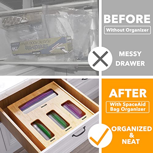 Bag Storage Organizer for Kitchen Drawer (Natural, 2"H, 4 Slots)