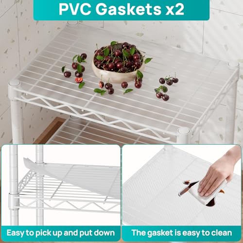 Small Shelves Kitchen Storage Shelf Wire Shelving Metal Adjustable (White / 2 Tier 11.6"Dx17.6"Wx12"H)