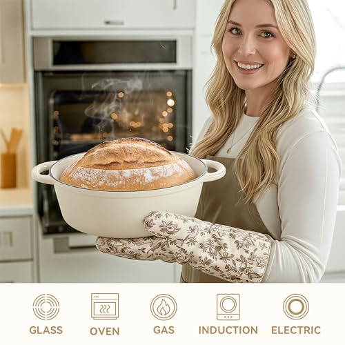 Oval Dutch Oven for Bread Baking (Beige / 4.5 QT)