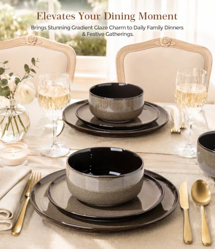 Ceramic Dinnerware Sets for 8 (Modern-Chestnut / Service for 8 （24pcs）)