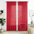 Check Sheer Curtains 45 Inches Long for Living Room (Check - Red / 52"W x 45"L (Pack of 2))
