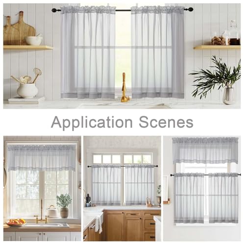 Light Grey Kitchen Curtains 30 Inch Length Tier 2 PCS (Light Grey / 42"W x 30"L (Pack of 2))