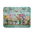 Spring Floral Rustic Dish Drying Mat for Kitchen Counter Absorbent Microfiber Large Drying Pad 18 x 24 Inch Flowers Jars (Green Flowers Jars / 24" x 18")