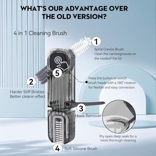 4 in 1 Cup Lid Gap Cleaning Brush (Gray)