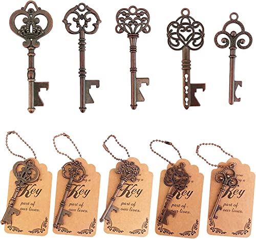 50pcs Skeleton Key Bottle Opener (Red Copper)