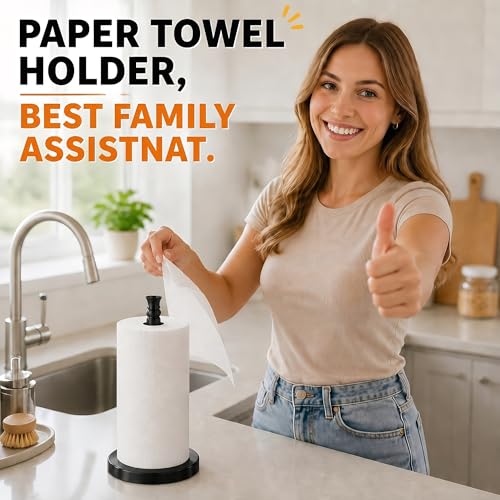 Black Paper Towel Holder Countertop (Black)