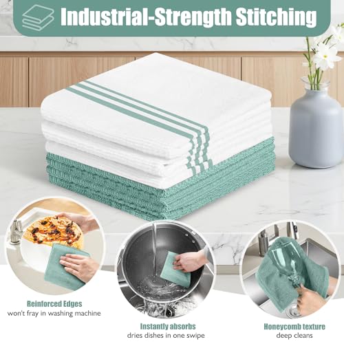 Oven Mitts and Pot Holder Sets with Silicone Grip (Mint Green)