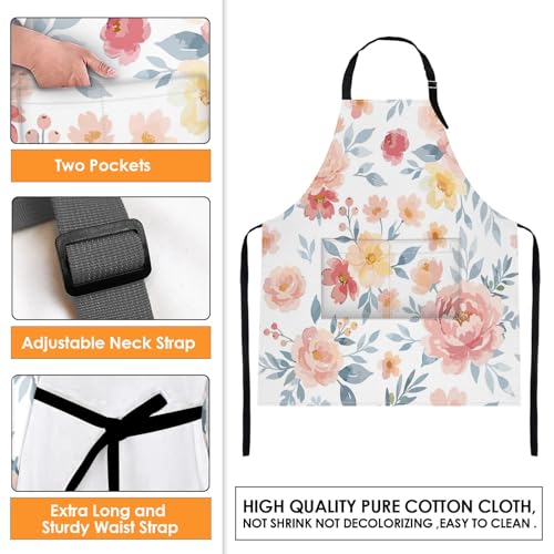 Apron with Pockets (Pink Floral)