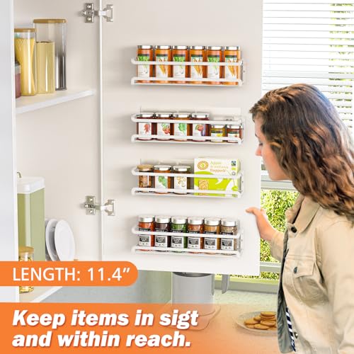 Spice Rack Wall Mounted 4 Pack (4Pack / White)
