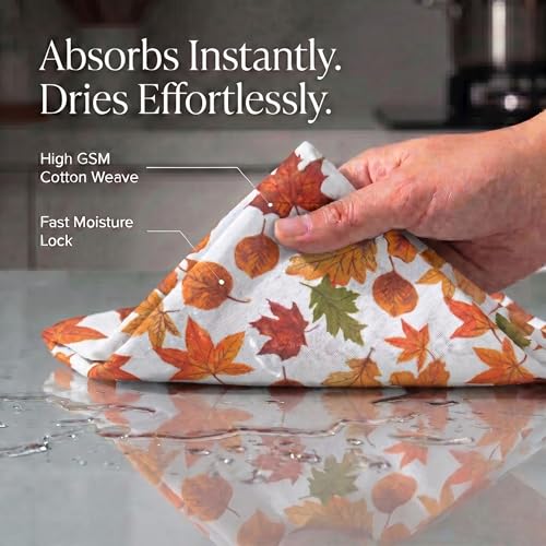 Kitchen Towels Cotton Dish Towels 20”x30” (20" x 30" (Set of 6) / 072 Harvest Leaf Print)