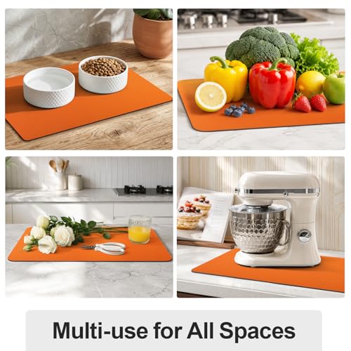 Dish Drying Mat for Kitchen Counter (Orange / 16" x 24")