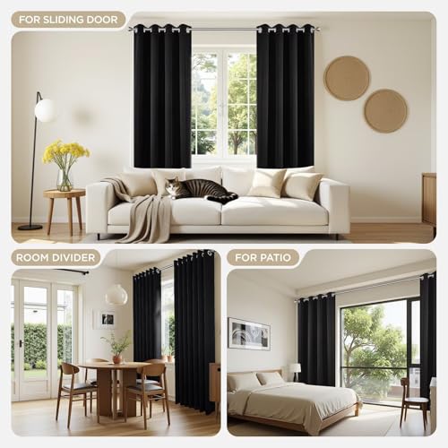 Blackout Curtains 72 Inches Long 2 Panels Set (Black / 37"W x 72"L (Pack of 2))