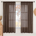 Brown Linen Curtains 63 Inches Long for Living Room (Brown / 52"W x 63"L (Pack of 2))