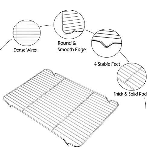 Oven Roasting Rack 11 x 15.4 inch Rectangle Baking Cooling Steaming Grilling Rack with 4 Legs Stainless Steel Rack (11"*15.4")