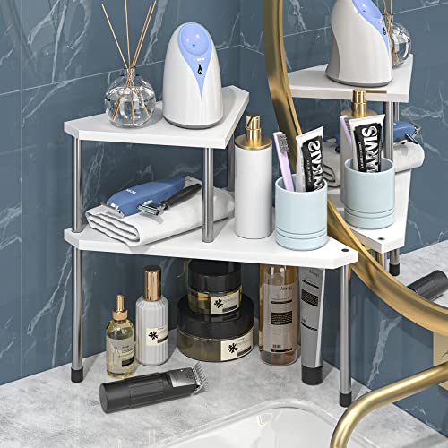 Bathroom Counter Organizer Over Sink for Toiletries Makeup (White)