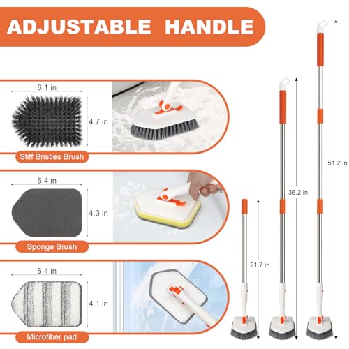 Long Handled Scrub Brush for Shower (Orange)