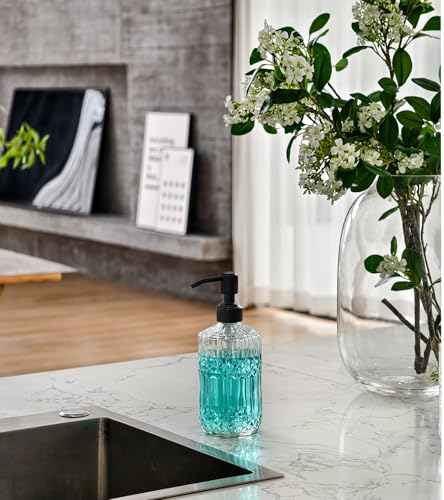 18Oz Clear Glass Soap Dispenser with Black Rust Proof Pump (Clear-black Pump / Dazzle)