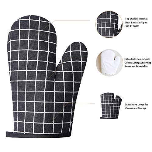 Oven Mitts and Potholders BBQ Gloves (Black)