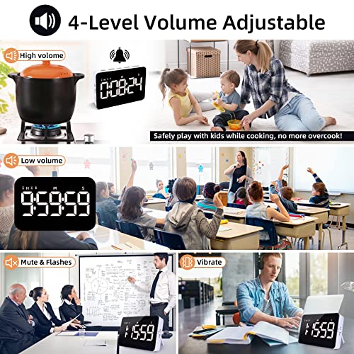 Rechargeable Digital Kitchen Timer for Cooking (Black+white)