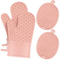 Oven Mitts and Pot Holders 4 Sets (Pink)