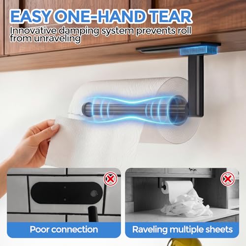 Paper Towel Holder Under Cabinet (Brushed Black)